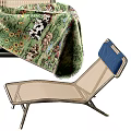 Modern Mesh Lounge Chairs With Blue Cushions Metal Frames And Patterned Blanket 3d model