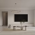 Modern Living Dining Room Interior With Sofa Dining Table Chandelier And Decorative Art