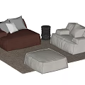 Baxter Damascus Sofa Single Sofa Single Lazy Sofa 3d model