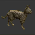Spotted Cat Standing in Erect Posture against Dark Background with Slender Tail and Ears 3d model