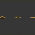 Ornate Decorative Swords With Golden Red Handles And Intricate Patterns