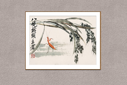 New Chinese Plant Painting Qi Baishi Grass Worm Mantis 3d model