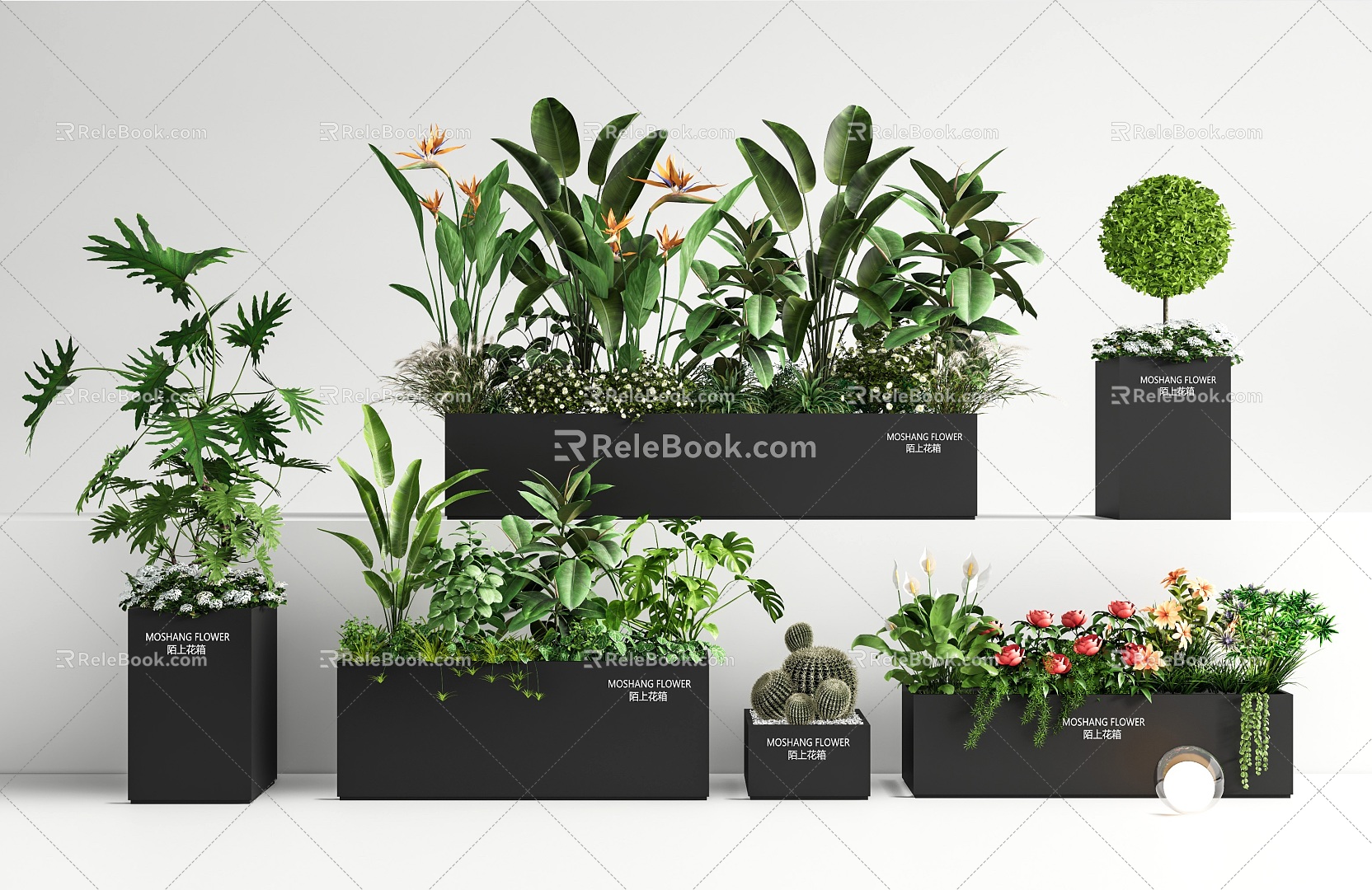 Plant combination flower box outside green plant flower box green plant potted plant flowers and plants pile flower pool flower bed model