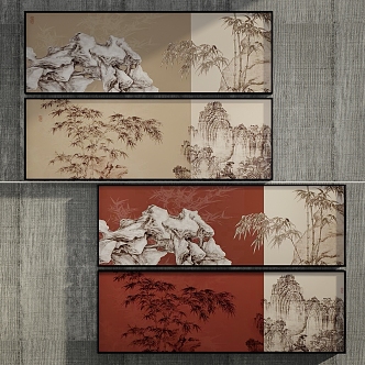 New Chinese Style Decorative Hanging Painting 3d model