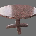Round Coffee Table With Reddish Brown Granite Top And Cross Base Design 3d model
