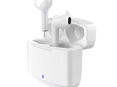True Wireless Earbuds White Design With Charging Case And Stylish Modern Features 3d model