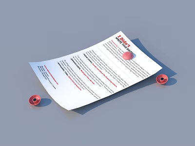 Practical To Do List Paper Secured With Red Push Pins For Daily Tasks 3d model