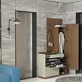 Modern Wooden Shoe Cabinet With Coat Hanging Storage And Shoe Organizer In Living Room Entry