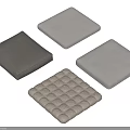 Set Of Four Square Gray Cushions Featuring Textured And Quilted Surface Styles