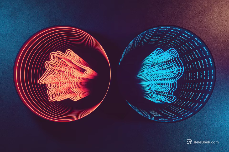 Futuristic Commercial Equipment With Circular Red And Blue Neon Light Complex Structures 3d model 