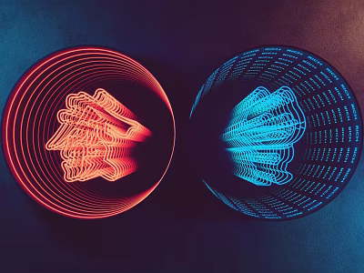 Futuristic Commercial Equipment With Circular Red And Blue Neon Light Complex Structures 3d model