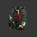 Black Backpack With Red Accents And Colorful Stickers For Everyday Use