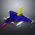 Colorful Fighter Jet Model With Blue Red Yellow Accents And Detailed Wing Design