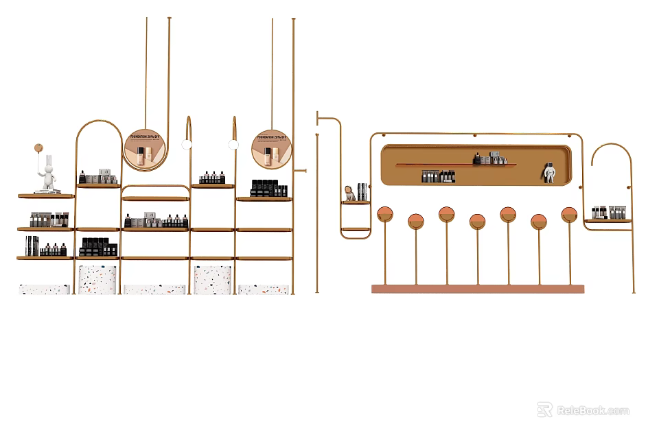 Modern Retail Display Shelves With Stylish Multi Tier Design And LED Lighting For Product 3d model 