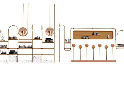 Modern Retail Display Shelves With Stylish Multi Tier Design And LED Lighting For Product 3d model