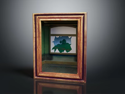 Stylish Wooden Display Cabinet Furniture with Green Decorative Element and Display Space 3d model