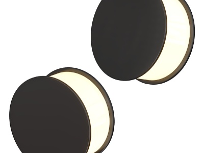 Modern round cake black wall lamp 3d model