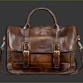 Wilsons Brown Leather Briefcase With Classic Design Metal Buckles And Shoulder Strap