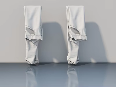 Two White Modern Hinged Doors With Shadow And Reflection In Interior 3d model