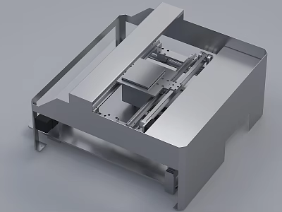 Sturdy Industrial Equipment Metal Structure With Sliding Rails And Mechanical Platform 3d model