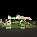 Creative Garden Landscape Design With Green Grass Outdoor Seating Swing And Projector Screen
