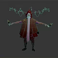Mystical Cloaked Character With Branch Like Head Appendages And Small Bird Companion Creatures