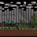 Floral Display with Hanging Cloud Shaped Decorations White Vertical Screens and Green Plants