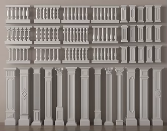 European Roman Column Cylindrical Square Column Head 3d model