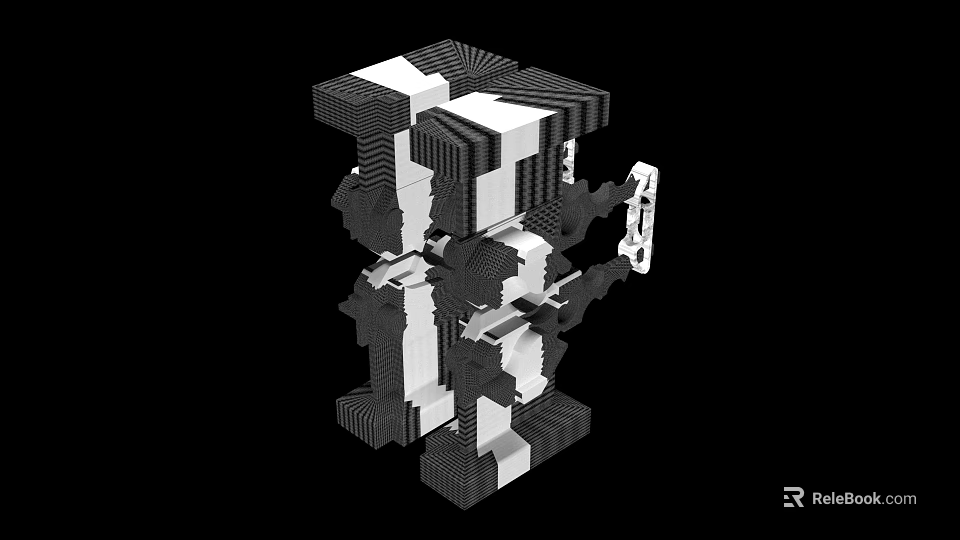 Industrial Equipment 3D Geometric Structure With Modular Components And Black White Design 3d model 