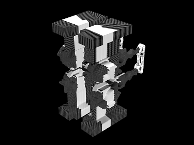 Industrial Equipment 3D Geometric Structure With Modular Components And Black White Design 3d model