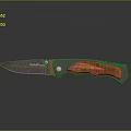 Schrade Folding Knife With Black Blade And Wooden Textured Handle