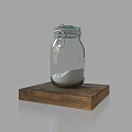 Glass Jar with White Powder on Wooden Base in Home Decor Magazines