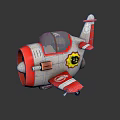 Cute Red And White Cartoon Airplane With Propeller Cockpit Window Wing And Badge