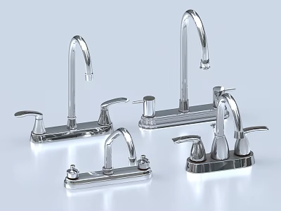 Various Modern Chrome Faucets With Different Styles For Home Use 3d model