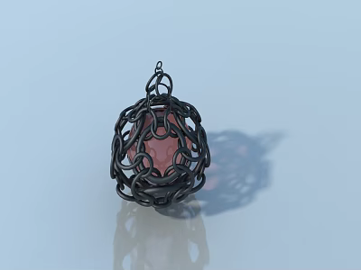 Pet Cabinet with Spherical Black Metal Frame and Pink Interior for Small Pets 3d model