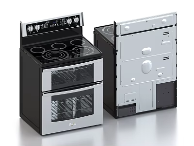 Modern Kitchen Stove and Oven Appliances in Black and Silver Sleek Design 3d model