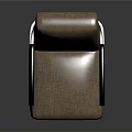 Modern Brown Fabric Accent Chair With Black Armrests And Curved Metal Frame Design