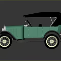 Green Vintage Car With Black Top Shiny Body And Classic Retro Design