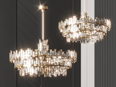 Elegant Modern Crystal Chandeliers With Shiny Crystal Pendants And Metal Frame 3d model