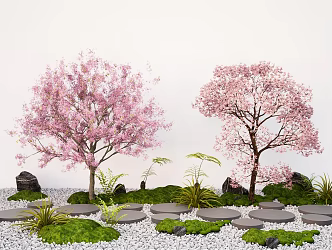 Peach Tree Cherry Tree Flower Tree Tingbu Gravel Micro-terrain Landscape Sick 3d model