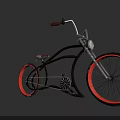 Vintage Bicycle With Black Frame Red Rims Curved Handlebars And Round Headlight
