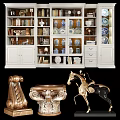White Display Bookcase With Glass Doors Holding Blue And White Vases Books And Decorations