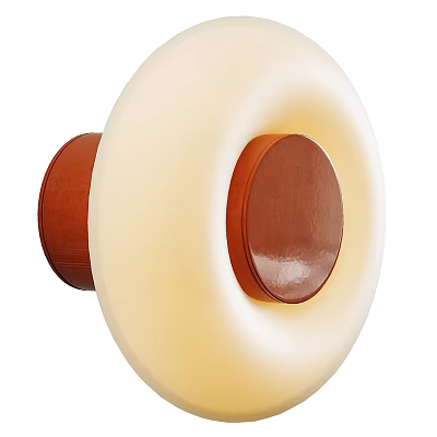 Modern Minimalist Wall Light With Round White Shade And Brown Base 3d model