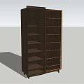 Dark Wood Bookcase With Multiple Shelves And Compartments In Classic Design 3d model