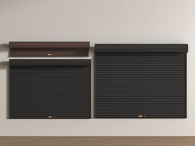 Modern Roller Shutters With Brown And Black Colors Mounted On Interior Wall 3d model