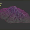 3D Mountain Terrain Model With Blue Green Color And Detailed Surface Texture
