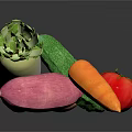 Fresh Organic Vegetables Including Radish Cucumber Onion Sweet Potato Carrot Tomato