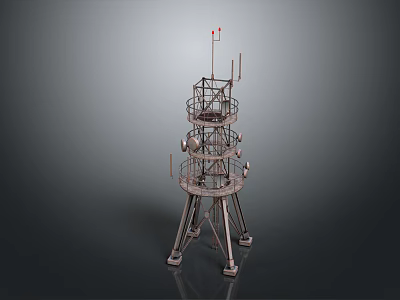 Steel Communication Tower With Multiple Platforms And Antennas Metal Structure For Signal Transmission 3d model