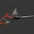 Colorful Marine Animals Including Manta Ray Octopus and Crab in Underwater