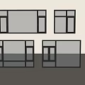 Modern Casement Windows With Black Frames And Transparent Glass In Various Designs 3d model